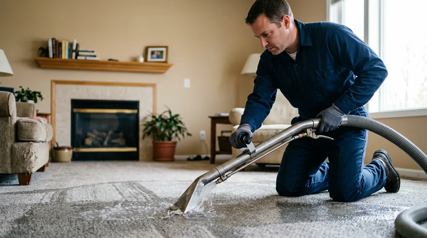 Water damage restoration technician working near Wilmington, MA